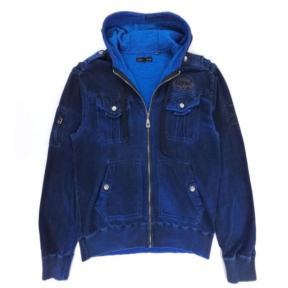 AFFLICTION Motors Fleece Hoodie Zip Jacker 90s Skater Streetwear Grunge Y2k Moto - Picture 1 of 9